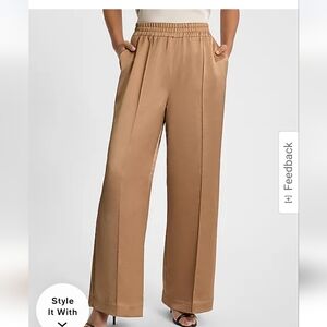 Size Small Pecan High Waisted Satin Pintuck Pull On Trousers